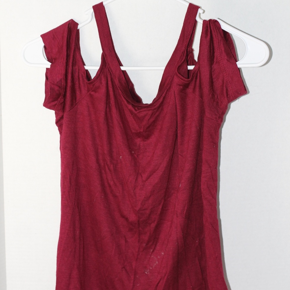 Maroon Cold Shoulder Top (Pacsun)